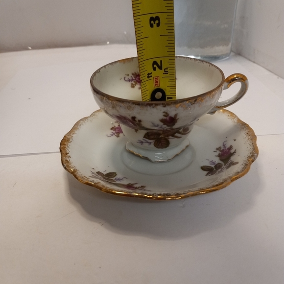 VTGE 12Pc. UCAGCO Demitasse Moss Rose China Teacups and Saucers Collectible - Picture 12 of 12